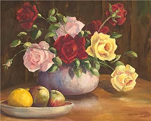 J. Reynolds - Contemporary Oil, Roses and Apples