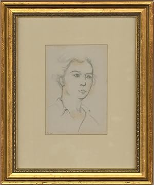 Bild des Verkufers fr Colin Fry - 1987 Graphite Drawing, Portrait of a Woman zum Verkauf von Sulis Fine Art