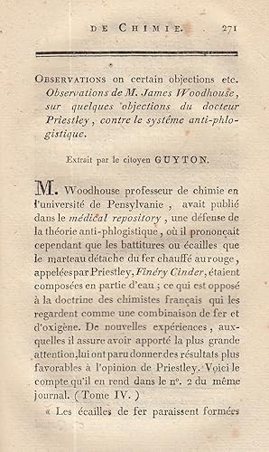 Observations de James Woodhouse, sur quelques objections du docteur [Joseph] Priestley, contre le...