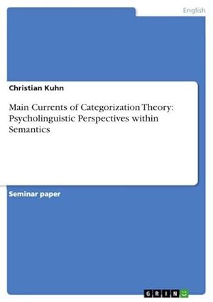 Bild des Verkufers fr Main Currents of Categorization Theory: Psycholinguistic Perspectives within Semantics zum Verkauf von AHA-BUCH GmbH