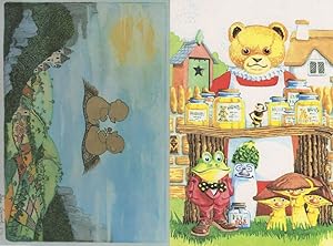 Honeybear Teddy Bears On Magic Arabian Carpet 2x Postcard s