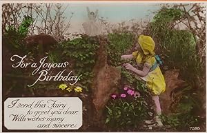 Fairy Angel Fairies & Child Real Photo Greetings Birthday Postcard