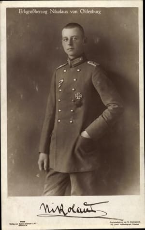 Ansichtskarte / Postkarte Erbgroßherzog Nikolaus von Oldenburg, Portrait, Uniform, Eisernes Kreuz...