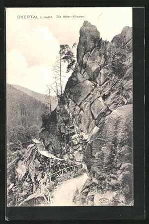 Image du vendeur pour Ansichtskarte Okertal /Harz, Wanderweg an den Adler-Klippen mis en vente par Bartko-Reher