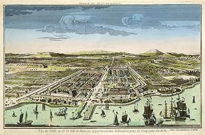 Image du vendeur pour Gesamtansicht, aus halber Vogelschau, "Vue de l'Isle et des la ville de Batavia .". mis en vente par Antiquariat Clemens Paulusch GmbH