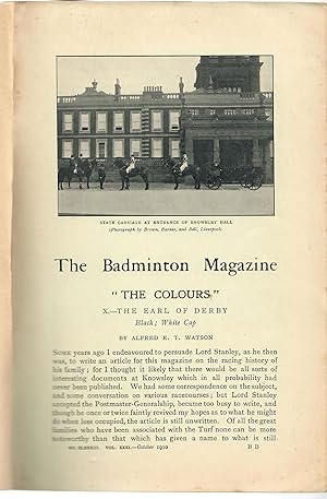 Bild des Verkufers fr The Colours": King Edward VII and The Earl of Derby [two articles] zum Verkauf von Robin Bledsoe, Bookseller (ABAA)