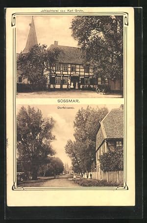 Seller image for Ansichtskarte Sossmar, Gasthaus und Schlachterei von Karl Grote, Ortspartie for sale by Bartko-Reher