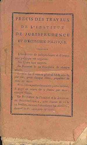 Precis de travaux de l'Institut de jurisprudence et d'economie politique