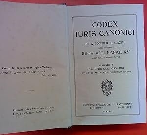 Bild des Verkufers fr Codex iuris canonici Pii X Pontificis Maximi iussu digestus Benedicti Papae XV auctoritate promulgatus - Praefatione Emi. Petri Card. Gasparri et indice analytico-alphabetico auctus. zum Verkauf von biblion2