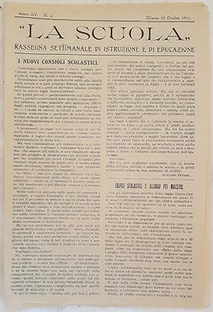 LA SCUOLA RASSEGNA SETTIMANALE DI ISTRUZIONE E DI EDUCAZIONE ANNO XV N. 2 MILANO 15 OTTOBRE 1911,
