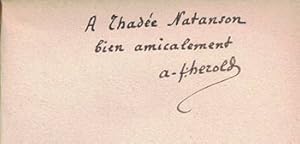 Image du vendeur pour Les Amants hasardeux. Roman. (Signed presentation copy. Envoi autographe sign de l'auteur  Thade Natanson.) mis en vente par Wittenborn Art Books