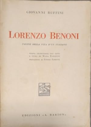 Imagen del vendedor de Lorenzo Benoni pagine della vita di un italiano. a la venta por FIRENZELIBRI SRL