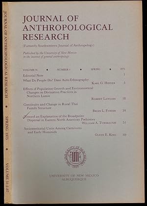 Bild des Verkufers fr Toward an Explanation of the Broadpoint Dispersal in Eastern North American Prehistory in Journal of Anthropological Research Volume 31, Number 1 zum Verkauf von The Book Collector, Inc. ABAA, ILAB