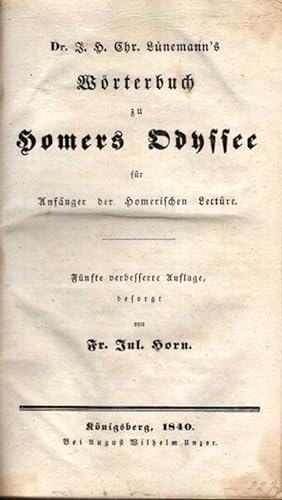 Wörterbuch zu Homers Odysee für Anfänger der homerischen Lektüre;