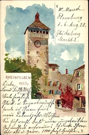 Künstler Litho Voellmy, F., Rheinfelden Kanton Aargau, Blick auf den Obertorturm