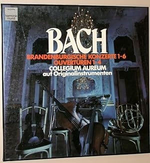 Brandenburgische Konzerte 1-6. Ouvertüren 1-4. Cellegium Aureum auf Originalinstrumenten. 4LP-Box.