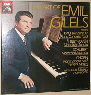 Seller image for The Art of Emil Gilels: including Rachmaninov: Piano Concerto No. 3; Beethoven: Moonlight Sonata; Schubert: Moments Musicaux; Chopin: Piano Sonata No. 2 Funeral March ; and music by Bach, Ravel, Medtner, Shostakovich. 3LP-Box. for sale by Versandantiquariat Kerstin Daras