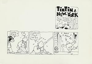 Image du vendeur pour Carte postale parodique en hommage  Herg, de Jacques Tardi, intitule " Tintin  New-York ". mis en vente par Librairie Victor Sevilla
