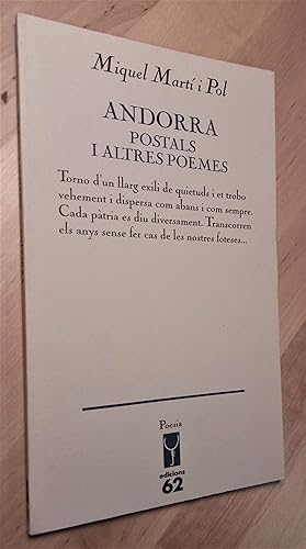 Imagen del vendedor de Andorra. Postals i altres poemes a la venta por Llibres Bombeta