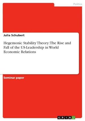 Bild des Verkufers fr Hegemonic Stability Theory: The Rise and Fall of the US-Leadership in World Economic Relations zum Verkauf von AHA-BUCH GmbH