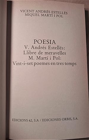 Seller image for Llibre de les meravelles. Vint-i-set poemes en tres temps for sale by Llibres Bombeta