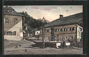 Ansichtskarte Millstatt am See, Oberer Marktplatz mit Denkmal