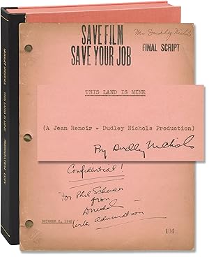 Seller image for This Land is Mine (Original screenplay for the 1943 film, copy inscribed by screenwriter Dudley Nichols to film critic Phil Scheuer) for sale by Royal Books, Inc., ABAA