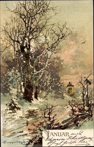 Künstler Ansichtskarte / Postkarte Guggenberger, Thomas, Monat Januar, Winter, Allegorie