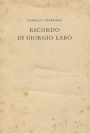Imagen del vendedor de Ricordo di Giorgio Lab a la venta por Studio Bibliografico Marini