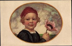 Künstler Ansichtskarte / Postkarte Zumbusch, Ludwig von, Bayerischer Blumentag 1913, Junge mit Mo...