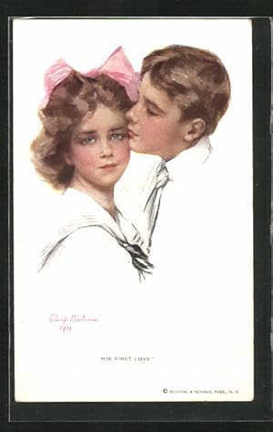 Bild des Verkufers fr Knstler-Ansichtskarte Philip Boileau: His First Love, Junges Liebespaar zum Verkauf von Bartko-Reher