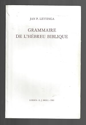 Seller image for Grammaire de l'Hbreu biblique : tome 1 et 2 for sale by Bouquinerie Le Fouineur