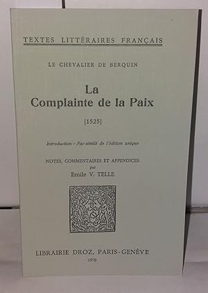 Immagine del venditore per La Complainte de la Paix [1525] venduto da Librairie Albert-Etienne