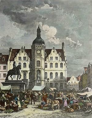 DÃ¼sseldorf, Markansicht mit Rathaus , DÃ¼sseldorf. - Markansicht mit Rathaus. - "Marktplatz in D...