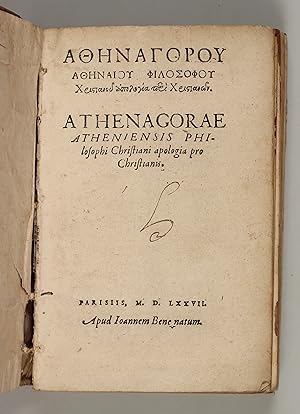 Bild des Verkufers fr Catecheses [Printed in Greek] / Apologia pro Christianis [Printed in Greek & Lat.]. zum Verkauf von Dinter