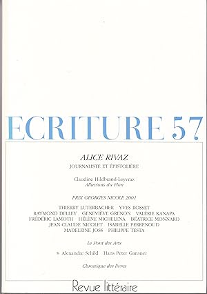 Ecriture no 57. Revue Littéraire. Printemps 2001