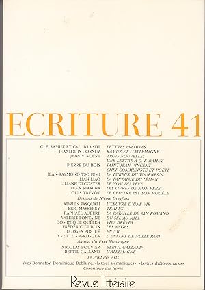 Ecriture no 41. Revue Littéraire. Printemps 1993