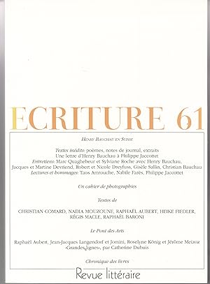 Ecriture no 61. Revue Littéraire. Printemps 2003
