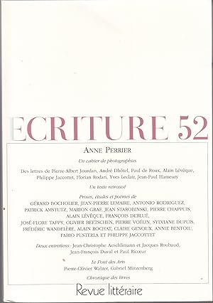 Ecriture no 52. Revue Littéraire. Automne 1998