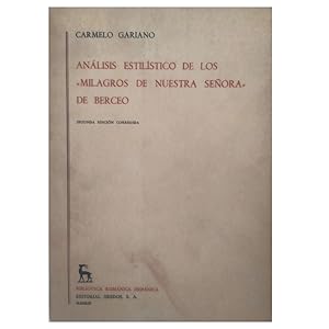 Imagen del vendedor de ANLISIS ESTILSTICO DE LOS MILAGROS DE NUESTRA SEORA DE BERCEO a la venta por LIBRERIA CLIO