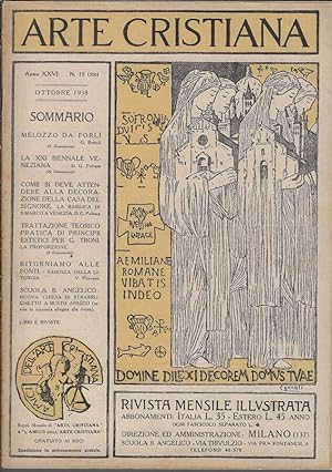 Bild des Verkufers fr Arte cristiana anno 1938 N. 10 Rivista mensile illustrata zum Verkauf von Biblioteca di Babele