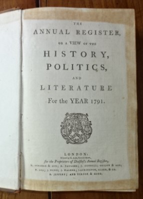 The Annual register, or A view of the history, politics, and literature for the year 1791.