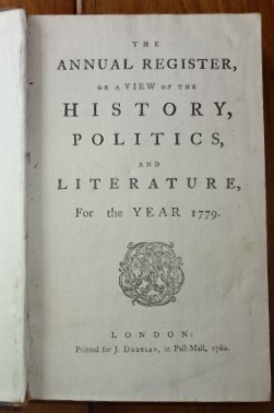 The Annual register, or A view of the history, politics, and literature for the year 1779.