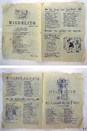 Antigua hoja cancionero - Old songbook sheet : LA ROSA DEL AZAFRÁN; TOMÁS, YO QUIERO SER MAMÁ; RO...