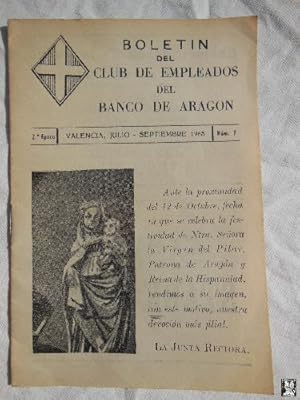 BOLETÍN DEL CLUB DE EMPLEADOS DEL BANCO DE ARAGÓN. Valencia, Julio - Septiembre 1963, núm 7