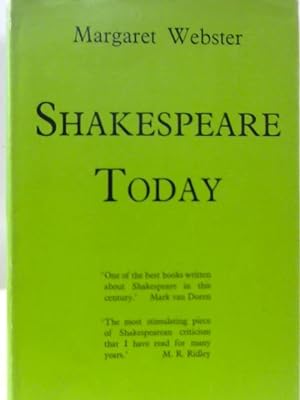 Bild des Verkufers fr Shakespeare Today zum Verkauf von World of Rare Books