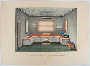 Hand Coloured Lithographic Plate: Chambre a coucher d'une famille Tartare-Mandchoue. From La Chin...