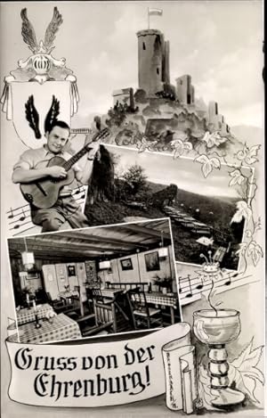 Bild des Verkufers fr Ansichtskarte / Postkarte Brodenbach an der Terrassenmosel, Ehrenburg, Gitarrist, Cafe zum Verkauf von akpool GmbH