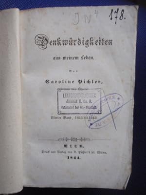 Bild des Verkufers fr Denkwrdigkeiten aus meinem Leben. Vierter Band, 1823 bis 1843. zum Verkauf von Antiquariat Klabund Wien