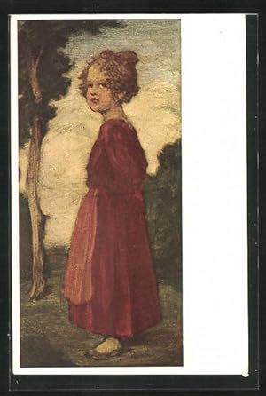 Bild des Verkufers fr Knstler-Ansichtskarte Ludwig von Zumbusch: Mdchen im roten Kleid zum Verkauf von Bartko-Reher